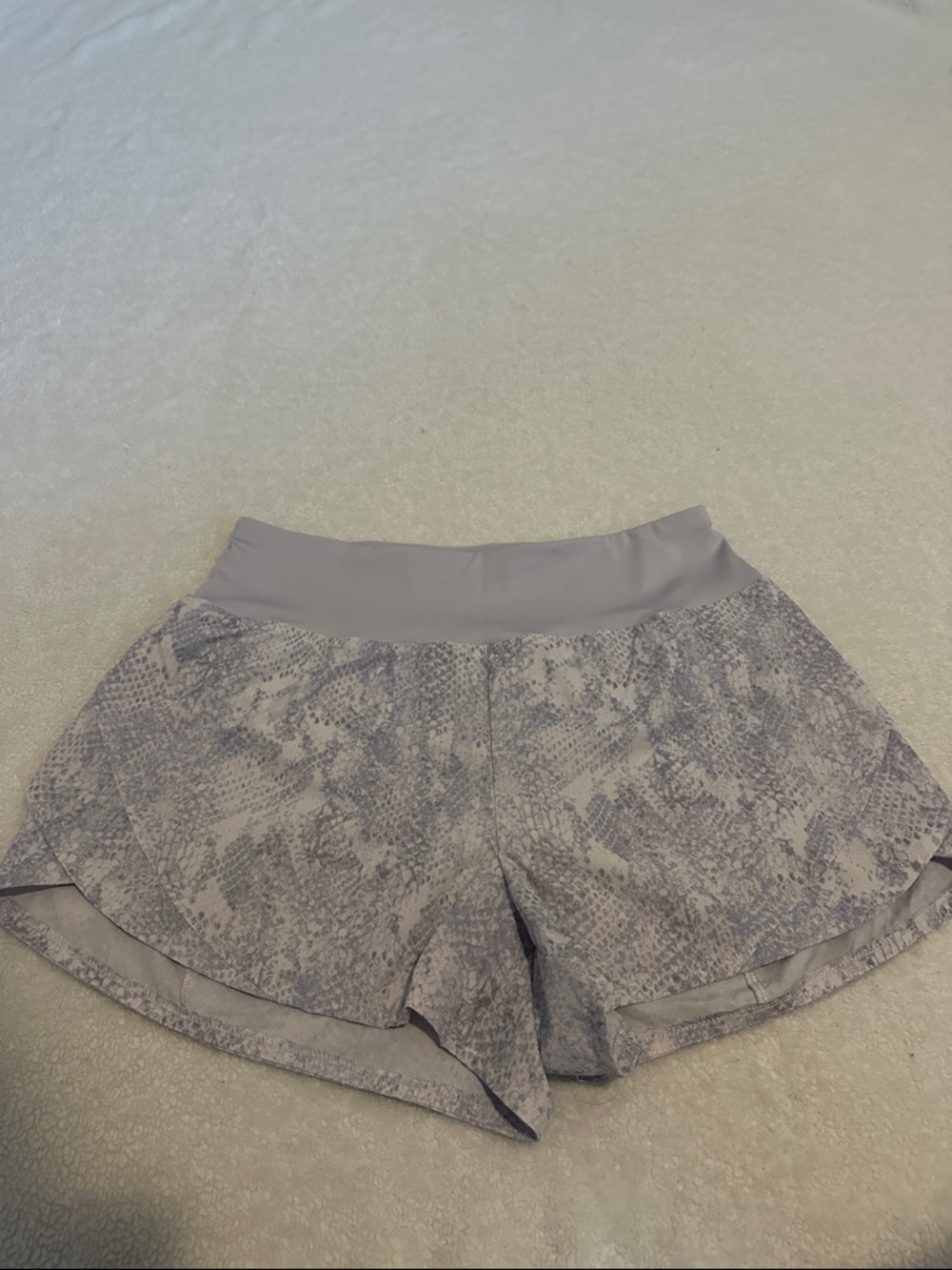Avia Light Gray Snake-Print Athletic Shorts